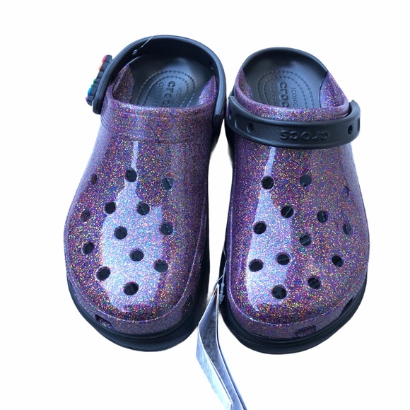 CROCS CLASSIC BAE PRIDE TRANSLUCENT GLITTER  SZ 7 - Picture 1 of 5